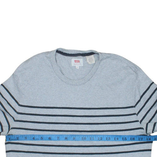 Levi's Men's Grey Striped Long Sleeve Cotton Pullover Sweatshirt Size S