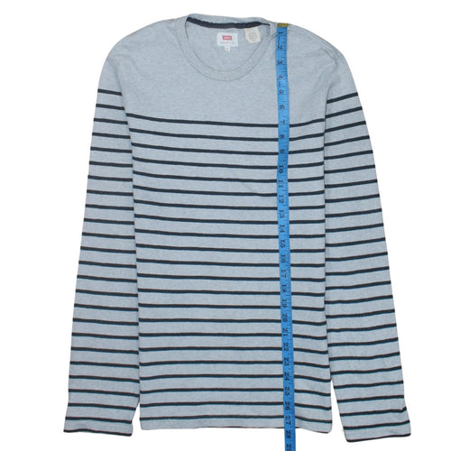 Levi's Men's Grey Striped Long Sleeve Cotton Pullover Sweatshirt Size S