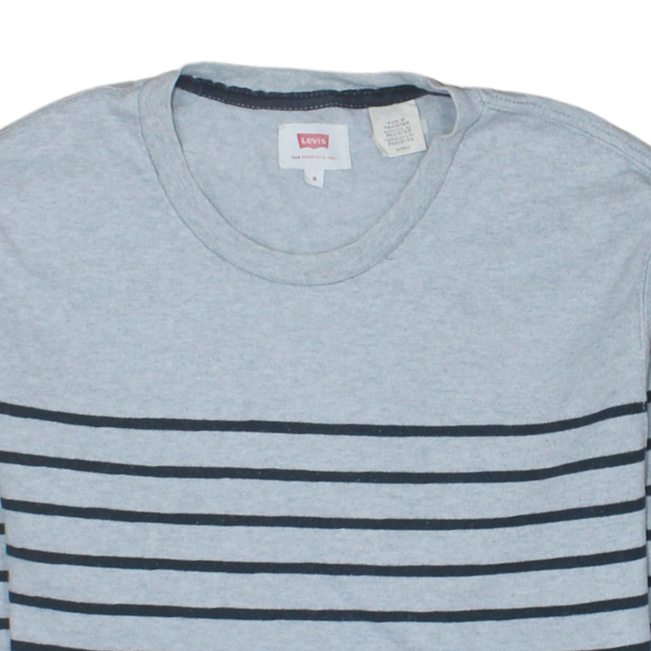 Levi's Men's Grey Striped Long Sleeve Cotton Pullover Sweatshirt Size S