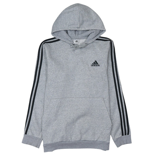 Adidas Men's Grey Pullover Hoodie L Sports Fleece Sweatshirt