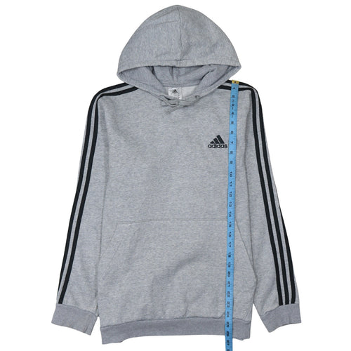 Adidas Men's Grey Pullover Hoodie L Sports Fleece Sweatshirt