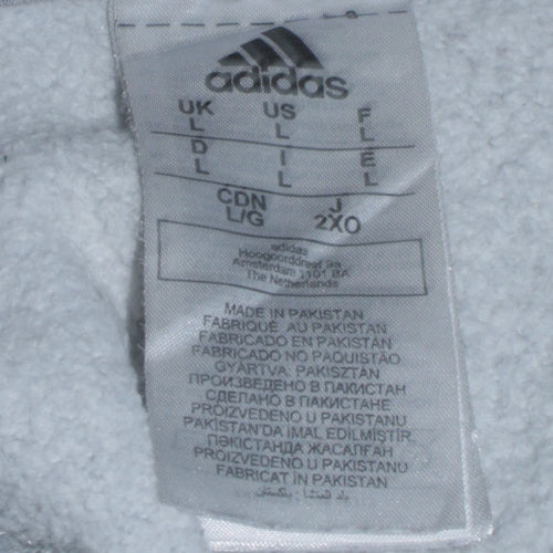 Adidas Men's Grey Pullover Hoodie L Sports Fleece Sweatshirt