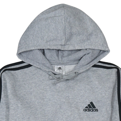Adidas Men's Grey Pullover Hoodie L Sports Fleece Sweatshirt