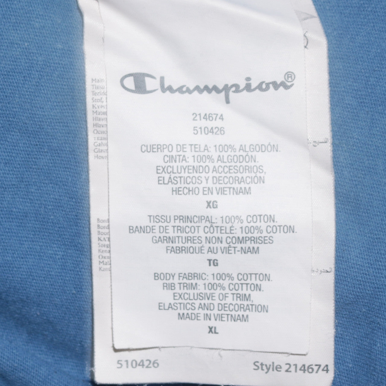 Champion Men's Blue XL Crew Neck Cotton T-Shirt