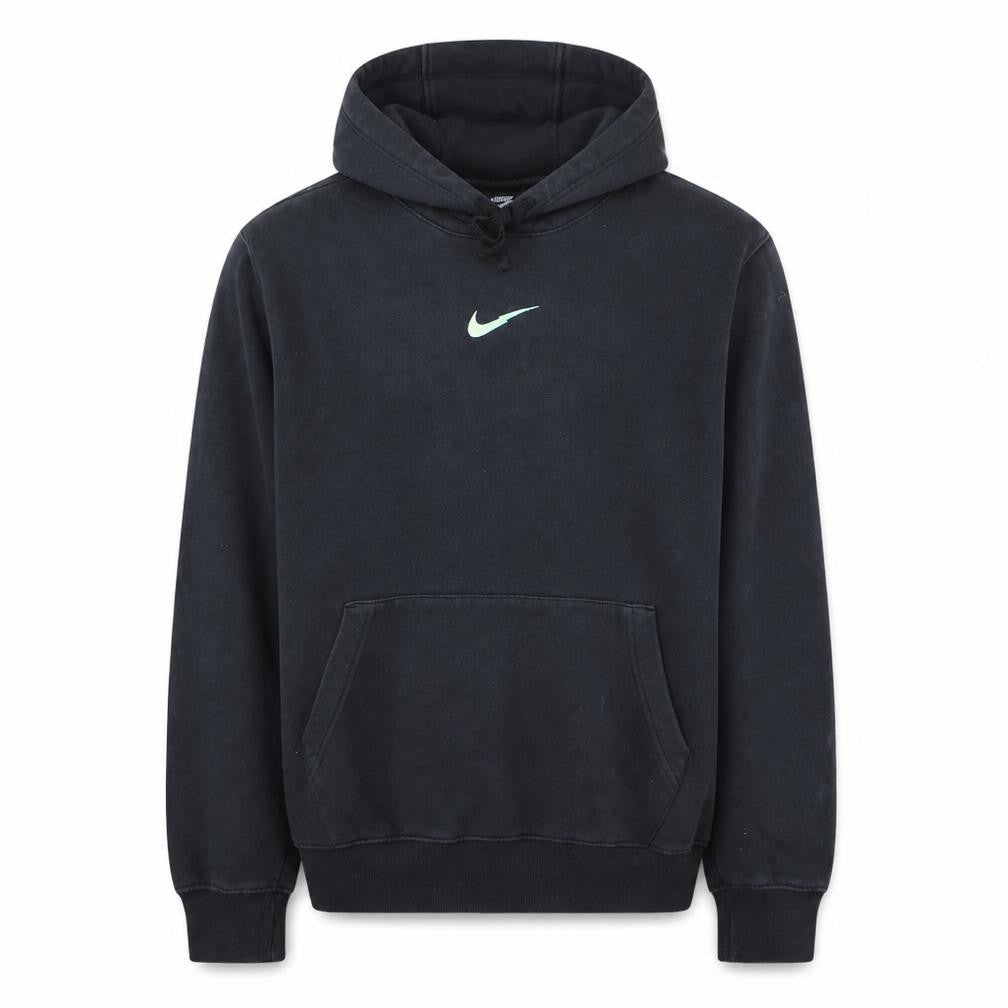 Front view of Nike Men's Black Pullover Hoodie Small Logo Fleece Sweatshirt