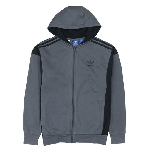 Adidas Boys Grey Full Zip Hoodie Sweatshirt Size 164 Classic Fit