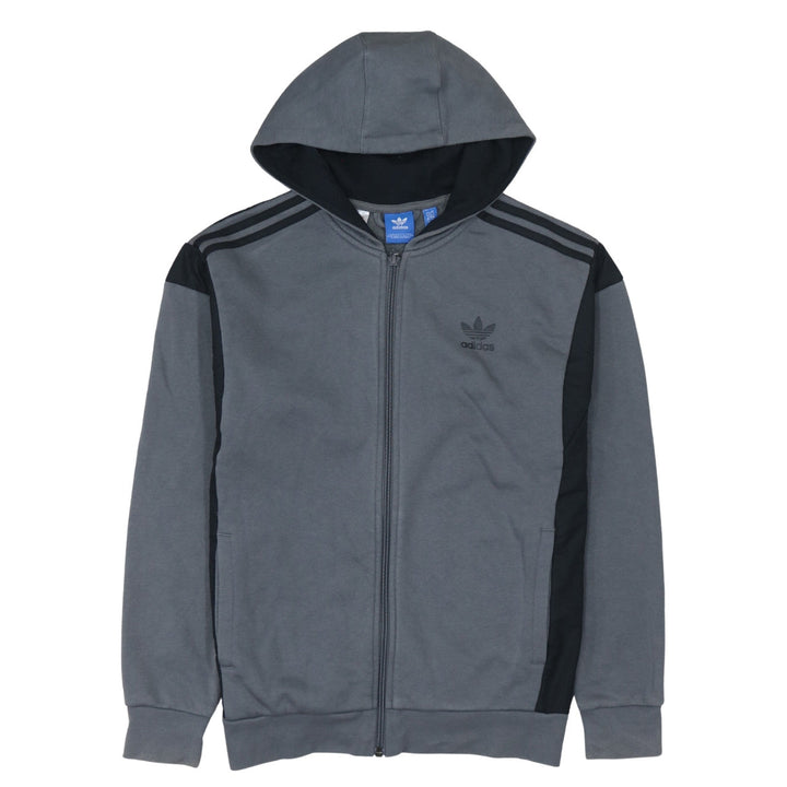 Adidas Boys Grey Full Zip Hoodie Sweatshirt Size 164 Classic Fit