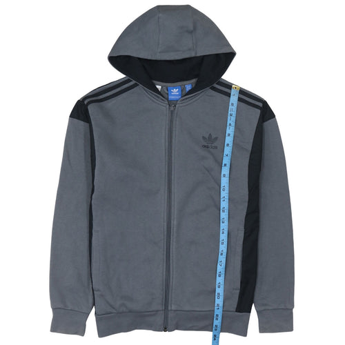 Adidas Boys Grey Full Zip Hoodie Sweatshirt Size 164 Classic Fit