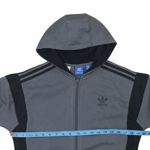 Adidas Boys Grey Full Zip Hoodie Sweatshirt Size 164 Classic Fit