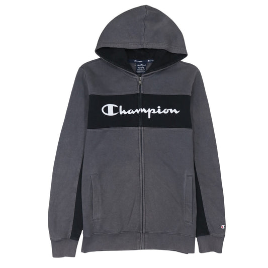 Champion Men's Grey Full Zip Hoodie Medium Logo Fleece Sweatshirt