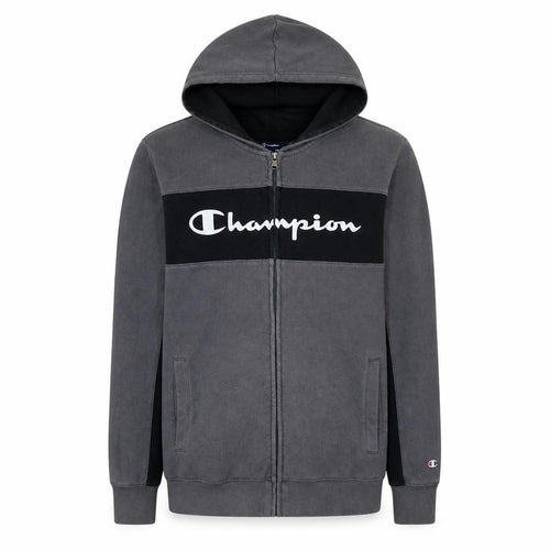 Champion Men's Grey Full Zip Hoodie Medium Logo Fleece Sweatshirt