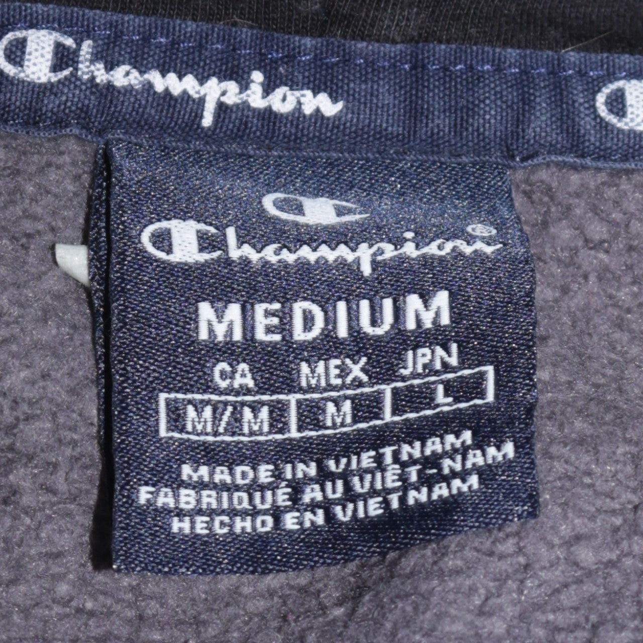 Champion Men's Grey Full Zip Hoodie Medium Logo Fleece Sweatshirt