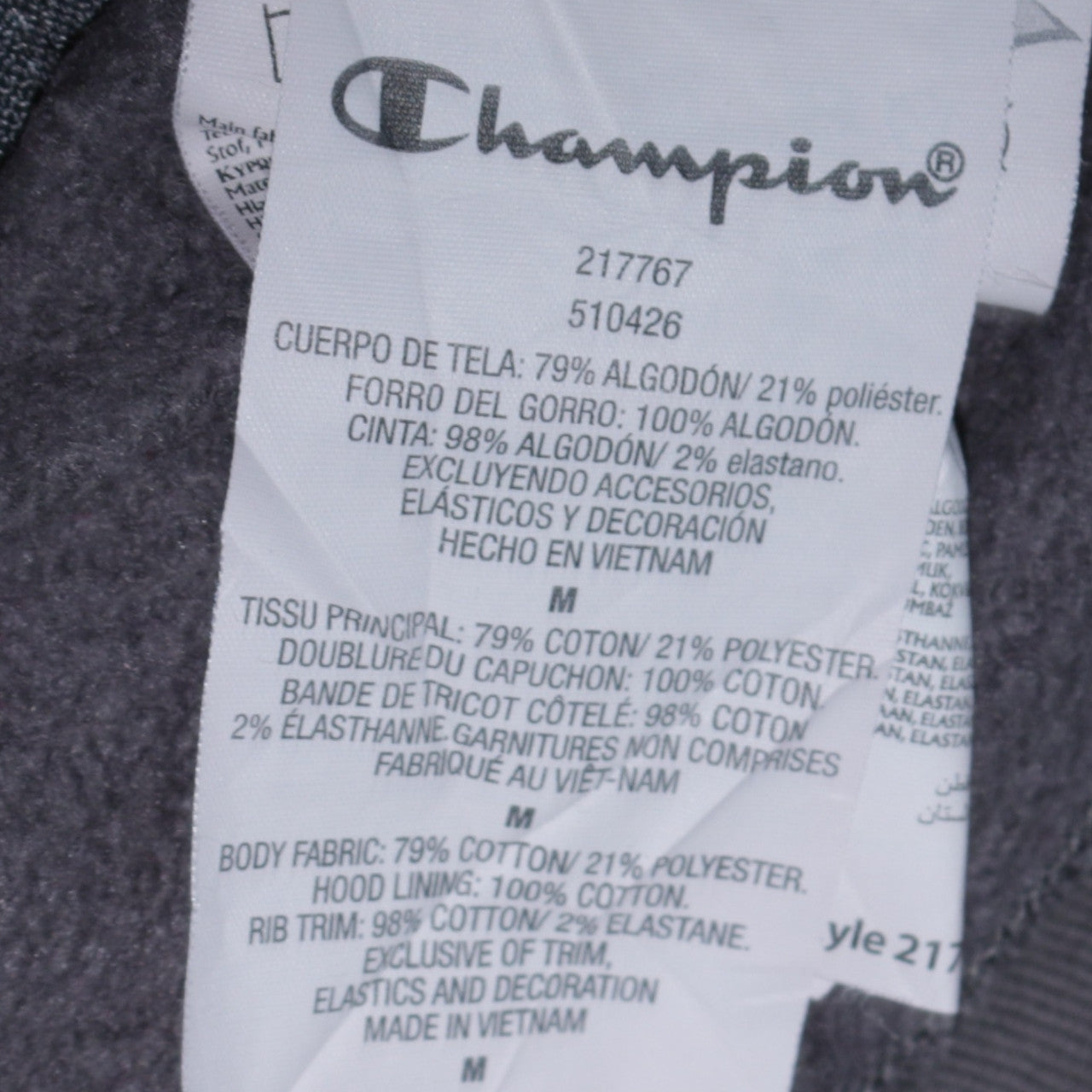 Champion Men's Grey Full Zip Hoodie Medium Logo Fleece Sweatshirt