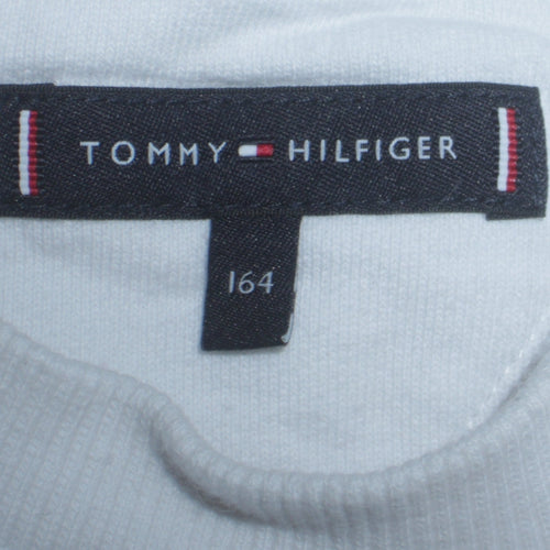 Tommy Hilfiger Boys White Cotton Crew Neck Sweatshirt Size 164