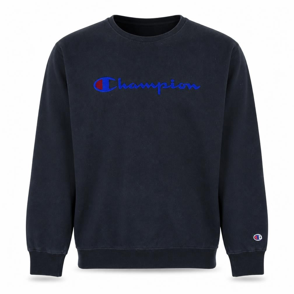 Front view of Champion Men's Black XL Pullover Crew Neck Sweatshirt