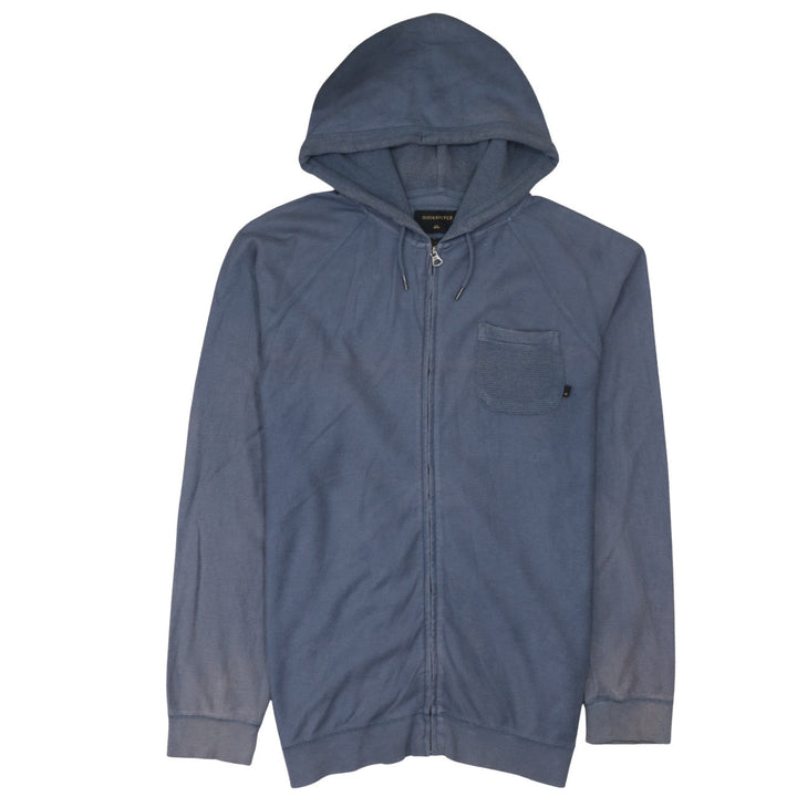 Quiksilver Men's Blue Full Zip Hoodie Size L Cotton Casual