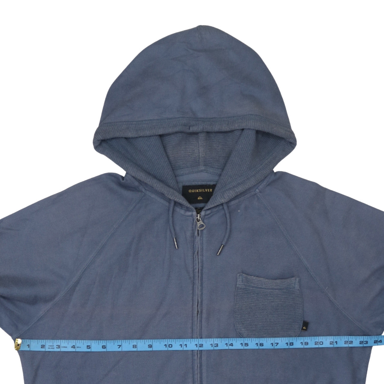 Quiksilver Men's Blue Full Zip Hoodie Size L Cotton Casual
