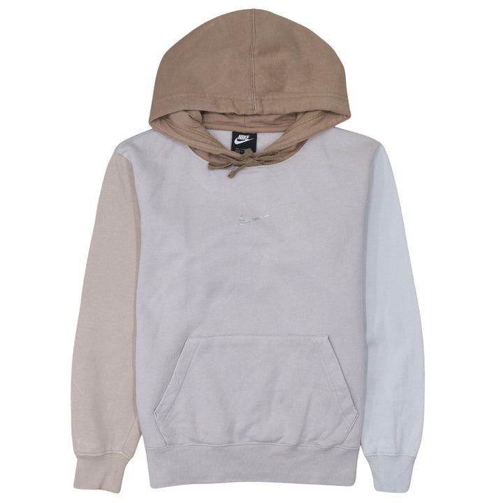 Nike Womens Beige Colourblock Hoodie XS Pullover Cotton Hooded Sweatshirt