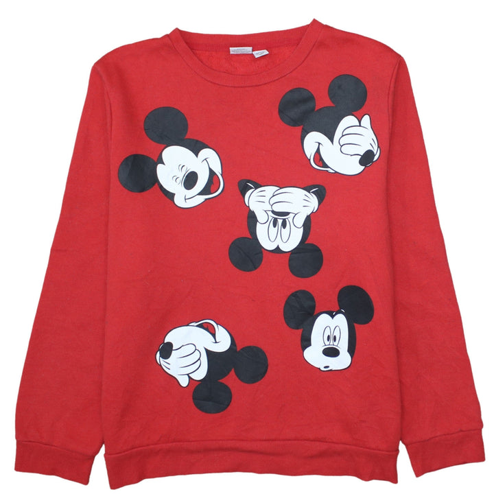 Disney Women's Red Mickey Mouse Print Pullover Sweatshirt L