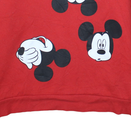Disney Women's Red Mickey Mouse Print Pullover Sweatshirt L
