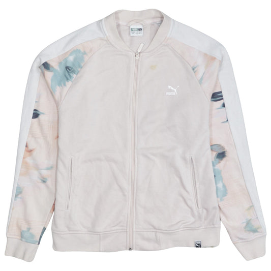 Puma Womens Beige Track Jacket Size 12 Full Zip Sports Top