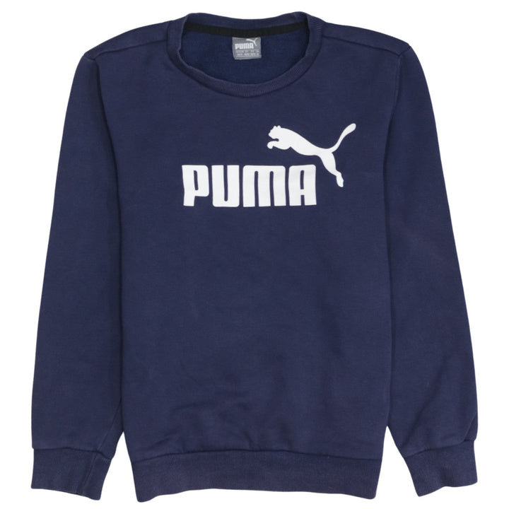 Puma Men's Blue XS Pullover Sweatshirt Crew Neck Logo Fleece