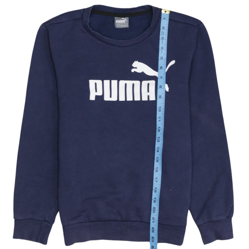 Puma Men's Blue XS Pullover Sweatshirt Crew Neck Logo Fleece