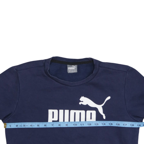 Puma Men's Blue XS Pullover Sweatshirt Crew Neck Logo Fleece