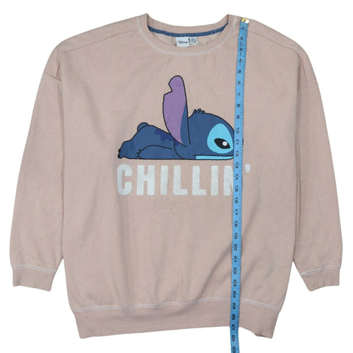 Disney Women Beige Sweatshirt XL Stitch Chillin' Graphic Pullover