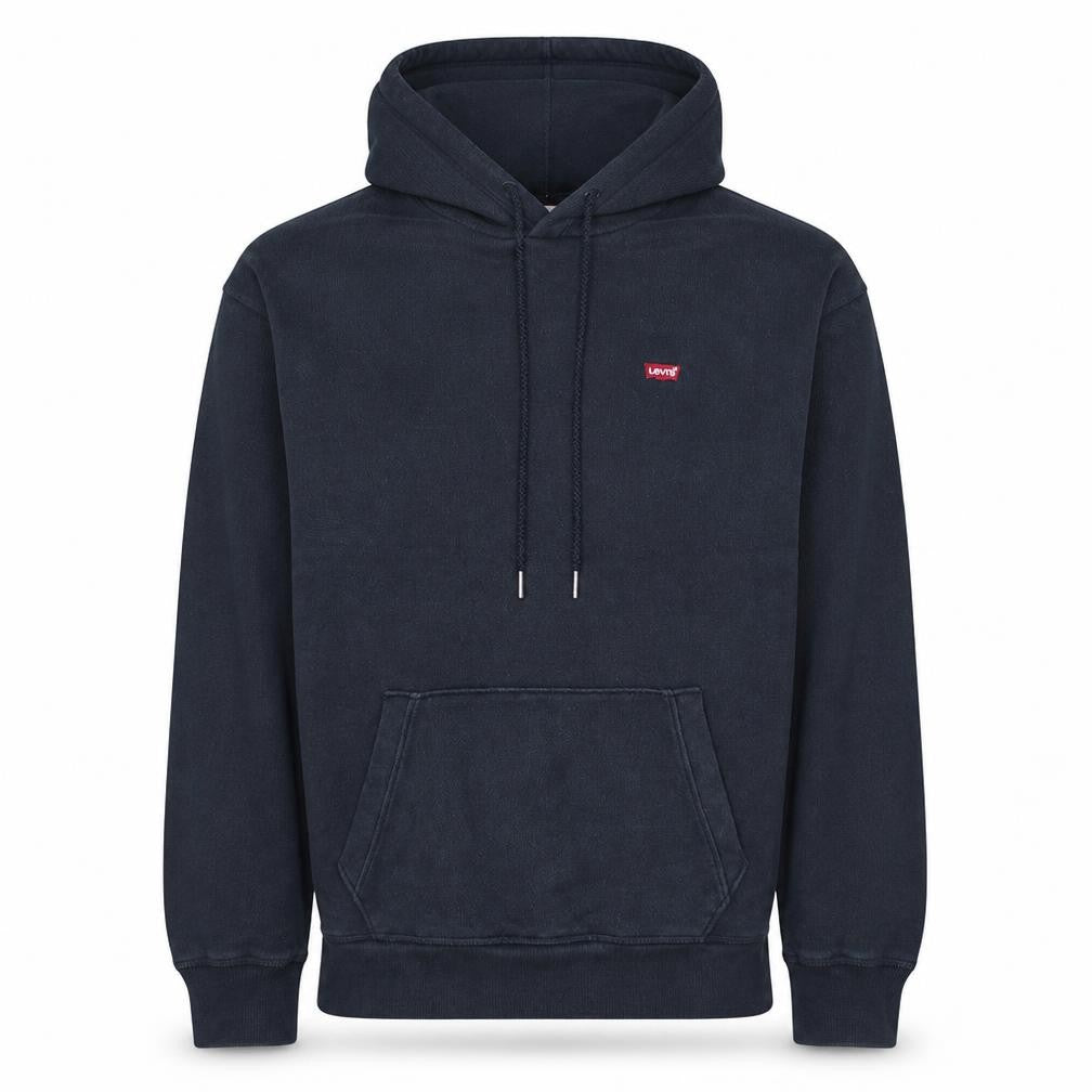 Front view of Levi's Men's Black Pullover Hoodie, size S, Logo Fleece Sweatshirt