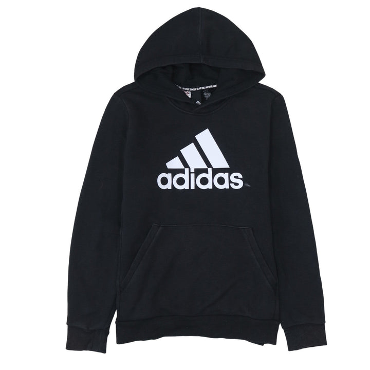 Adidas Boys Black Pullover Hoodie 13-14 Years Graphic Logo Fleece
