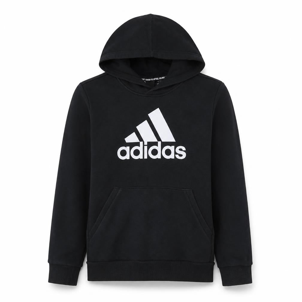 Adidas Boys Black Pullover Hoodie 13-14 Years Graphic Logo Fleece