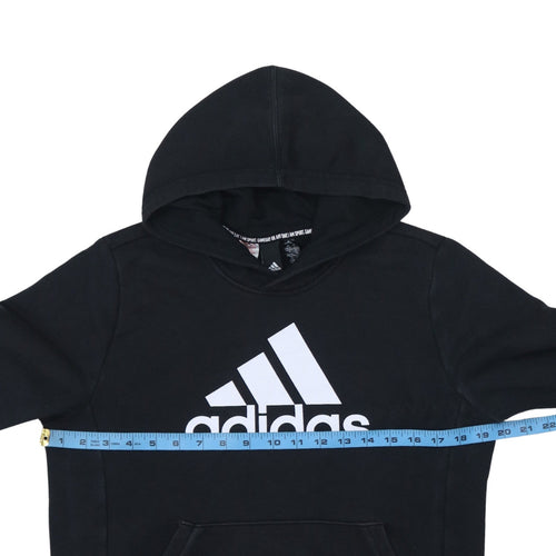 Adidas Boys Black Pullover Hoodie 13-14 Years Graphic Logo Fleece