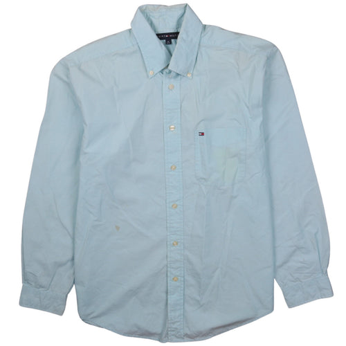 Tommy Hilfiger Men's Blue Button-Down Long Sleeve Cotton Shirt M