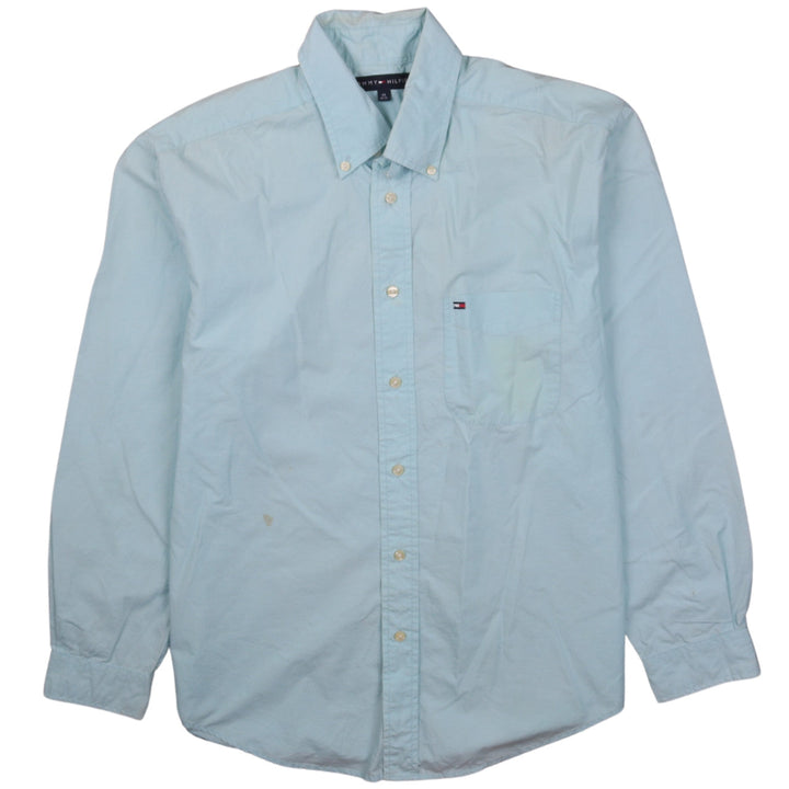 Tommy Hilfiger Men's Blue Button-Down Long Sleeve Cotton Shirt M