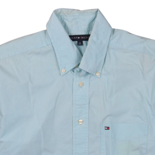 Tommy Hilfiger Men's Blue Button-Down Long Sleeve Cotton Shirt M