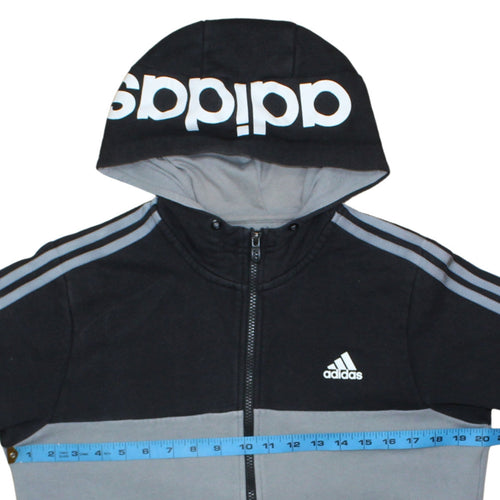 adidas Men Black Full Zip Hoodie M Sports Fleece Sweatshirt
