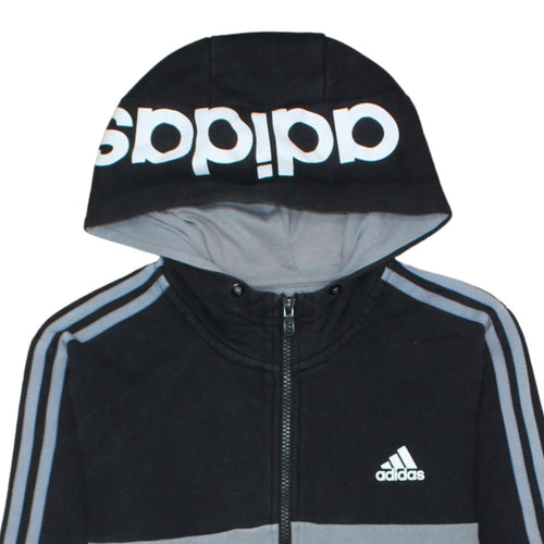 adidas Men Black Full Zip Hoodie M Sports Fleece Sweatshirt