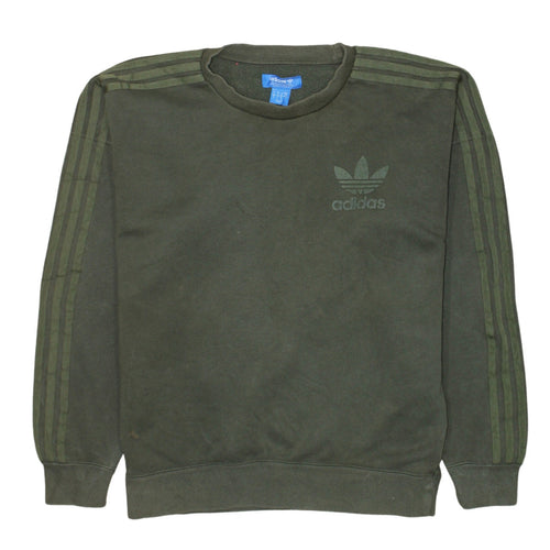 adidas Mens Green Crew Neck Pullover Sweatshirt Size S