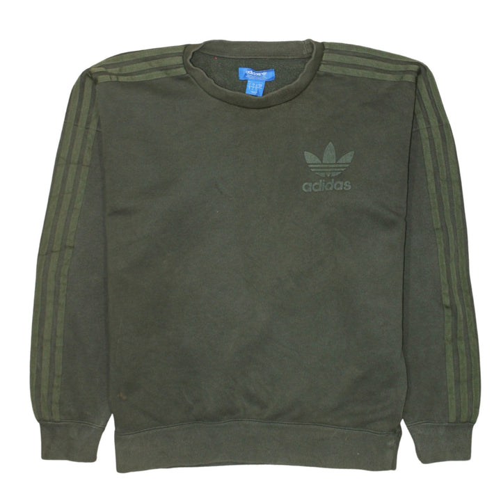 adidas Mens Green Crew Neck Pullover Sweatshirt Size S