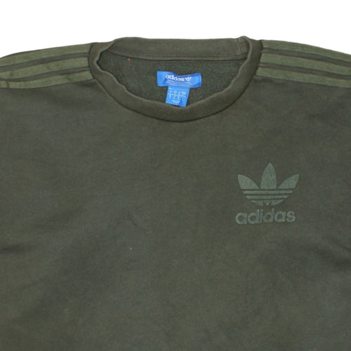 adidas Mens Green Crew Neck Pullover Sweatshirt Size S