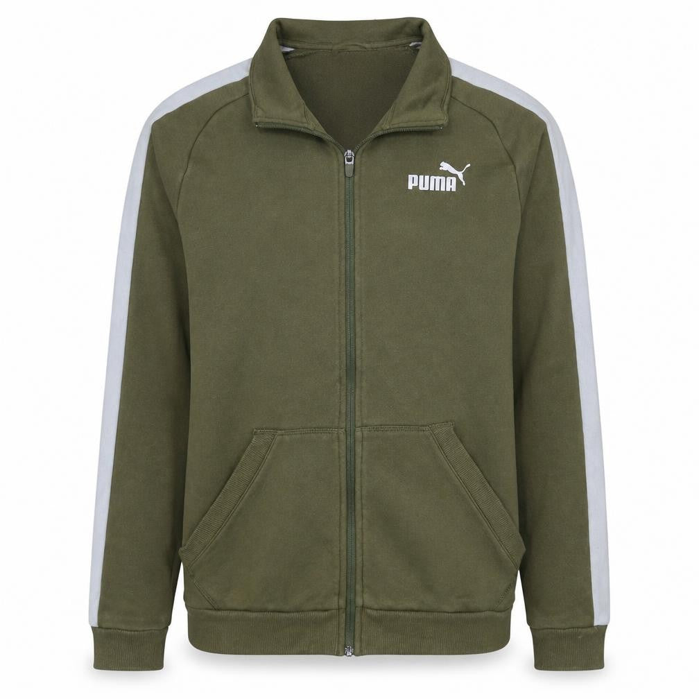 Front view of Puma Men's Green Track Jacket Small Full Zip Lightweight Sportswear