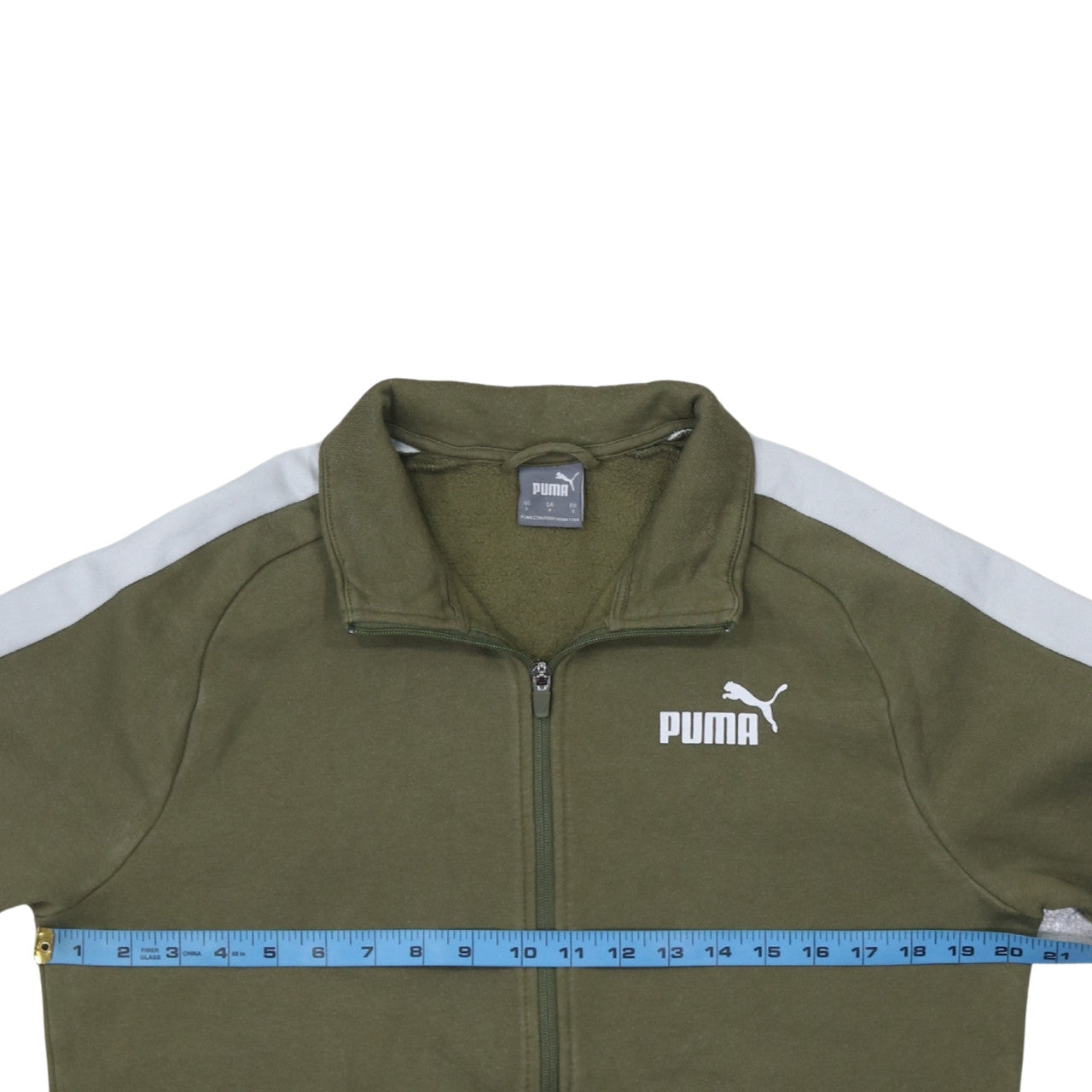 Puma Men's Green Track Jacket Small Full Zip Lightweight Sportswear
