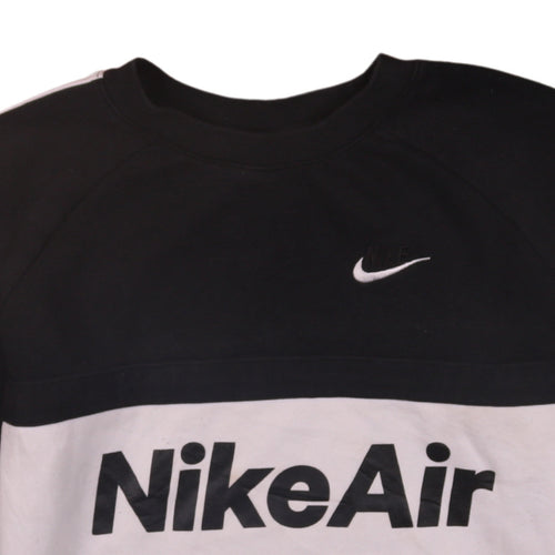 Nike Air Men's Black and White XL Crew Neck Logo Sweatshirt