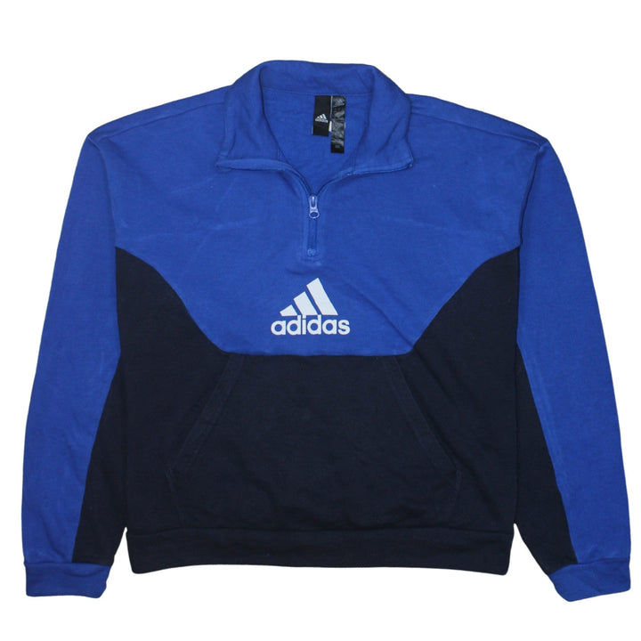 Adidas Womens Blue Colourblock 1/4 Zip Pullover Sweatshirt Size 8