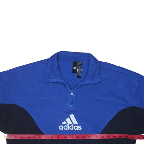 Adidas Womens Blue Colourblock 1/4 Zip Pullover Sweatshirt Size 8