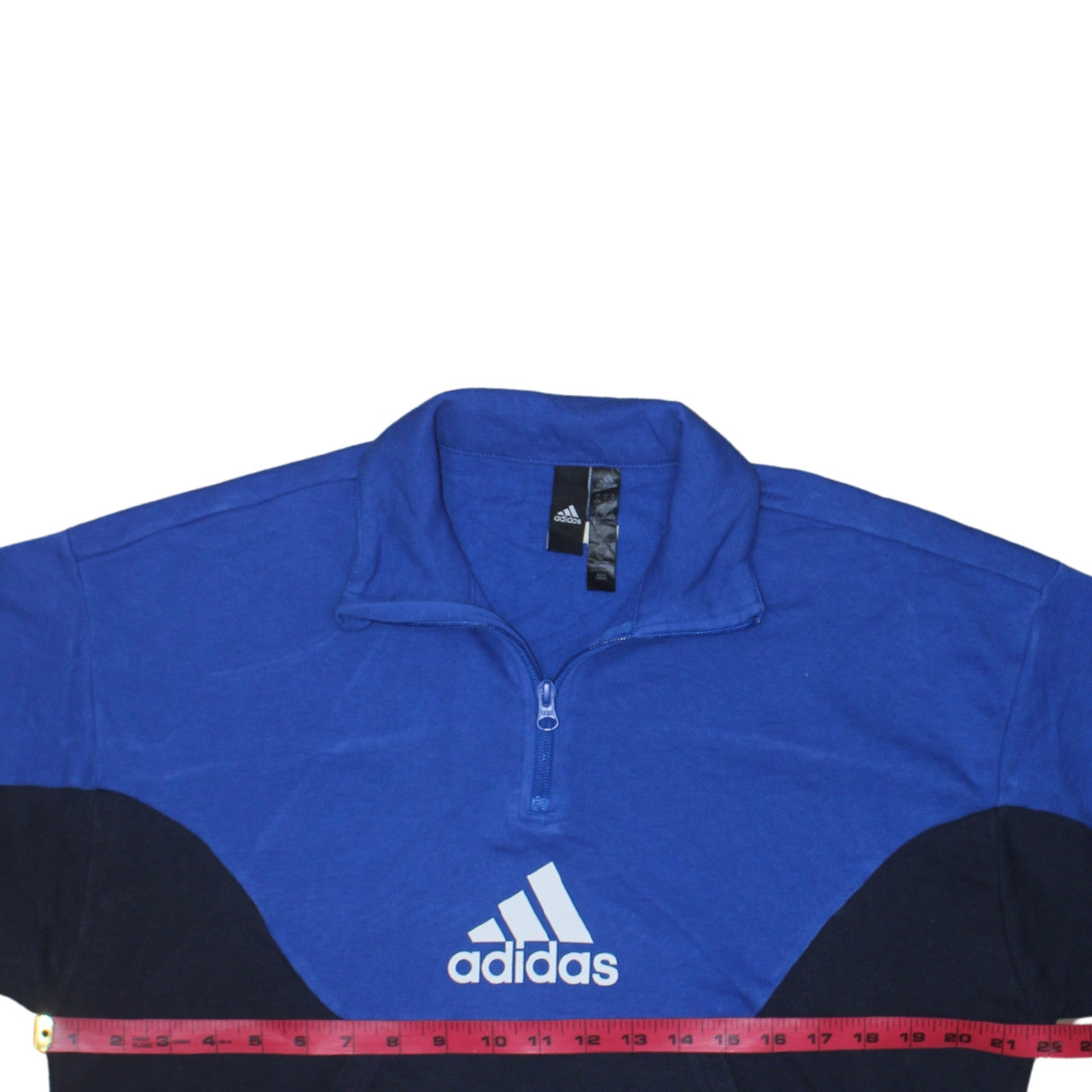Adidas Womens Blue Colourblock 1/4 Zip Pullover Sweatshirt Size 8
