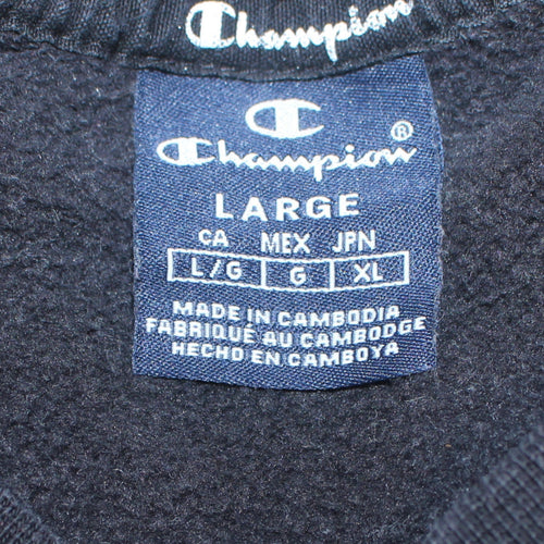Champion Men's Black Logo Tape Crew Neck Sweatshirt Size L