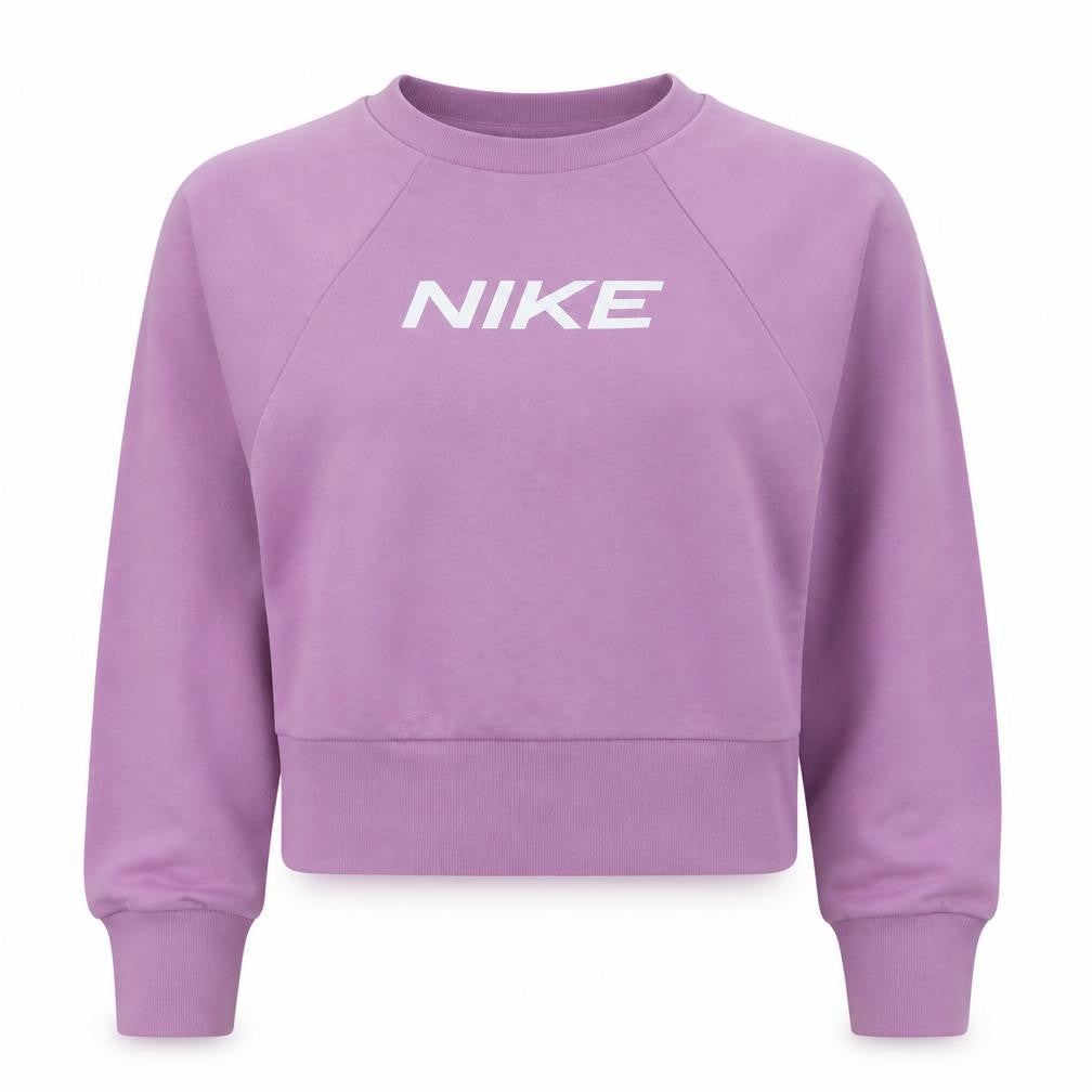 Front view of Nike women’s pink dri-fit xs pullover sweatshirt