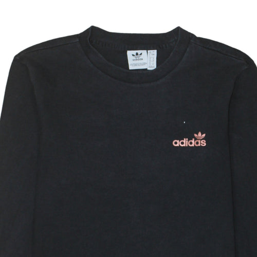 Adidas Women Black Long Sleeve Crew Neck Pullover Sweatshirt UK 8